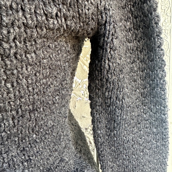 Y2K Old Navy Gray Lambs Wool Angora Blend Chunky Hooded Sweater Sz Womens Medium - Picture 4 of 8
